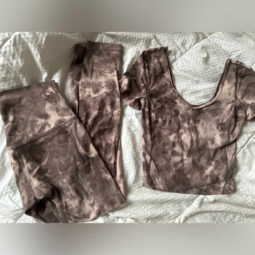 **LULULEMON SET** Mink Berry lunar rock leggings top set